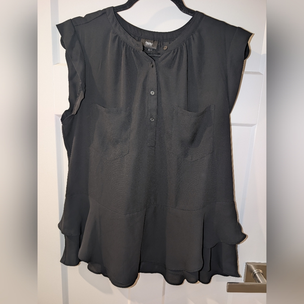 Mossimo Supply Co. Black Ruffle Womens Blouse